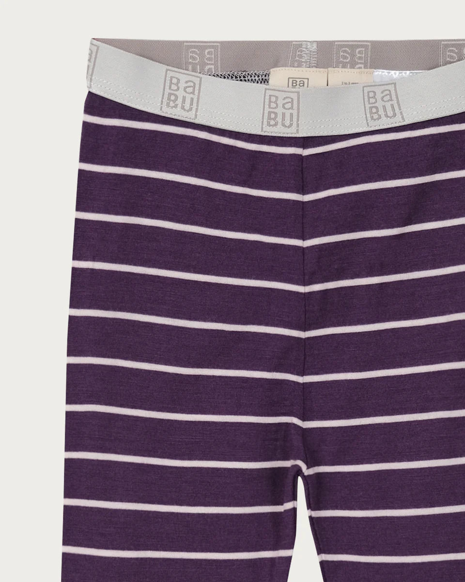 Merino Pj Set - Plum Stripes
