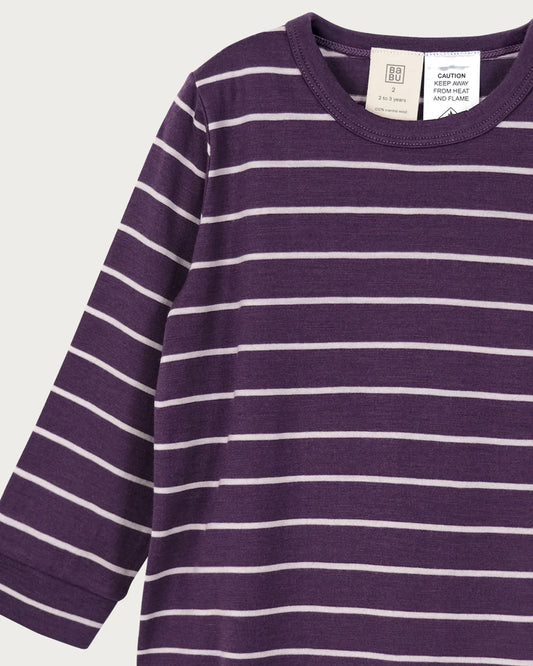 Merino Pj Set - Plum Stripes