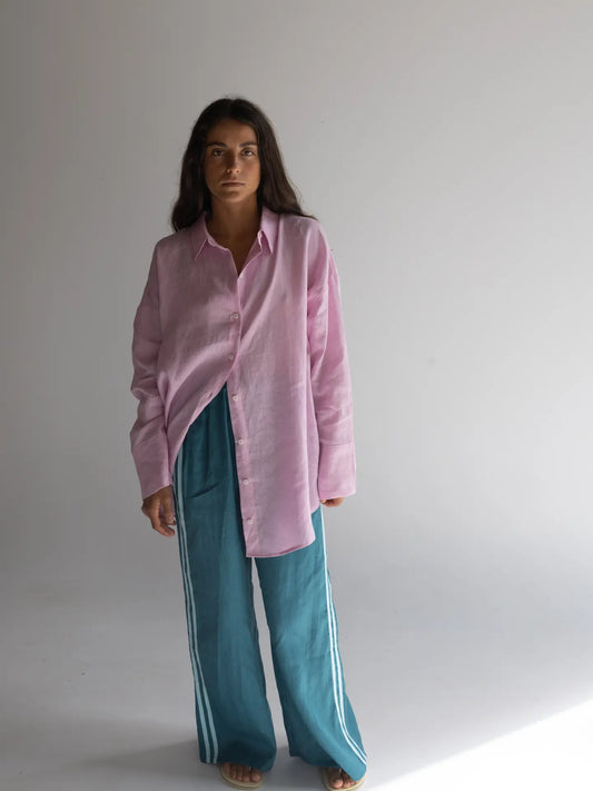 Linen Oversized Shirt - Pale Fuschia COMING SOON