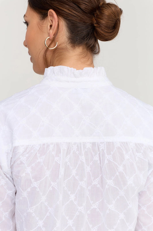Imani Shirt White Daisy Lattice