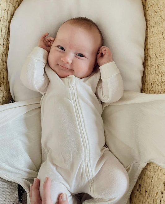 Merino Footed Onesie- Cream
