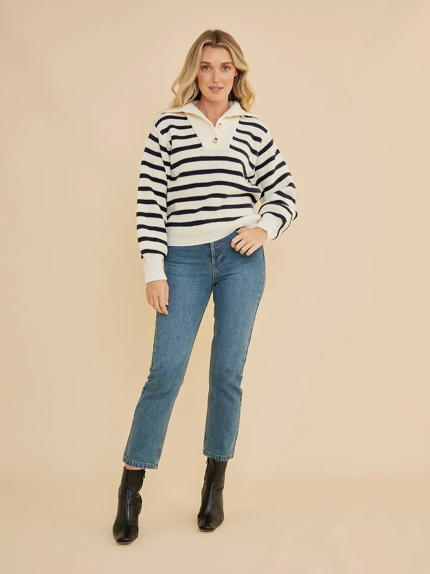 Lina Striped Knit - Navy