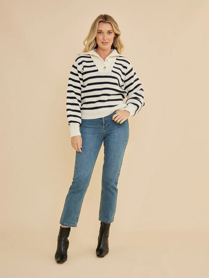 Lina Striped Knit - Navy