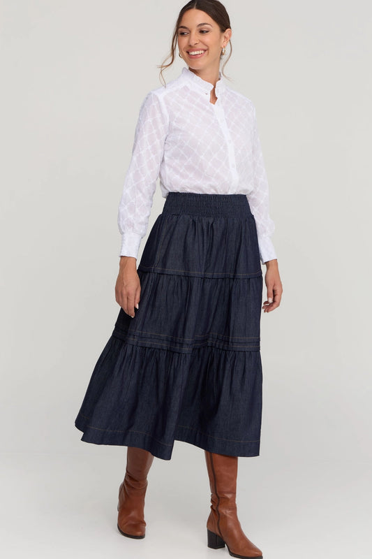 Imani Shirt White Daisy Lattice