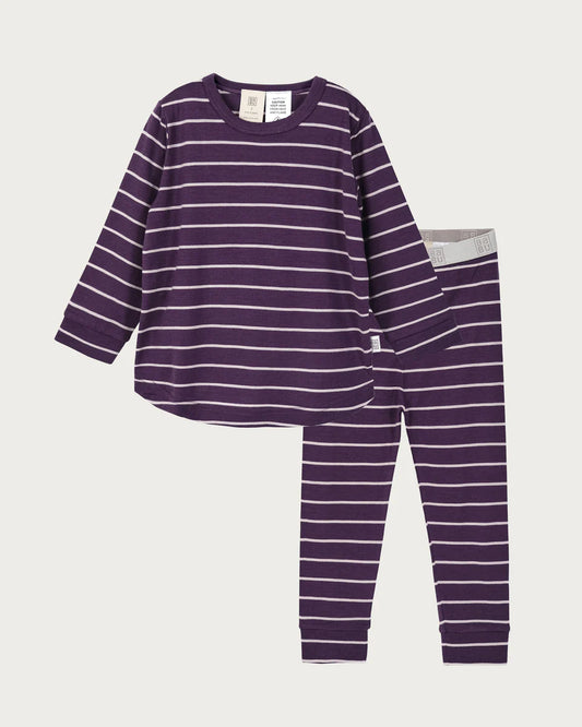 Merino Pj Set - Plum Stripes