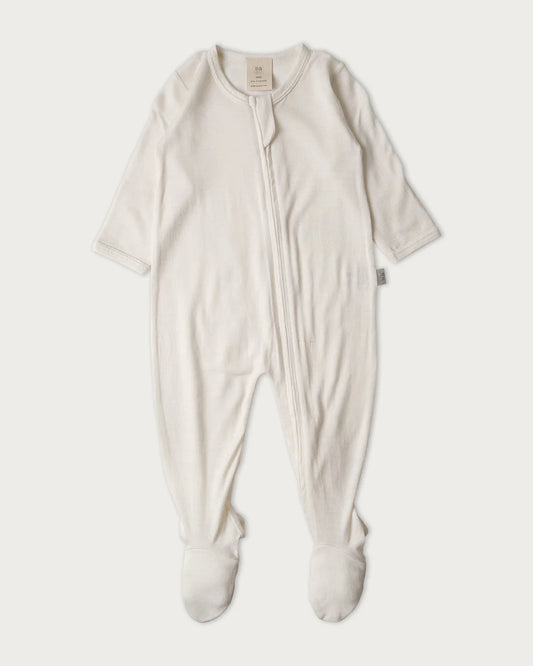Merino Footed Onesie- Cream