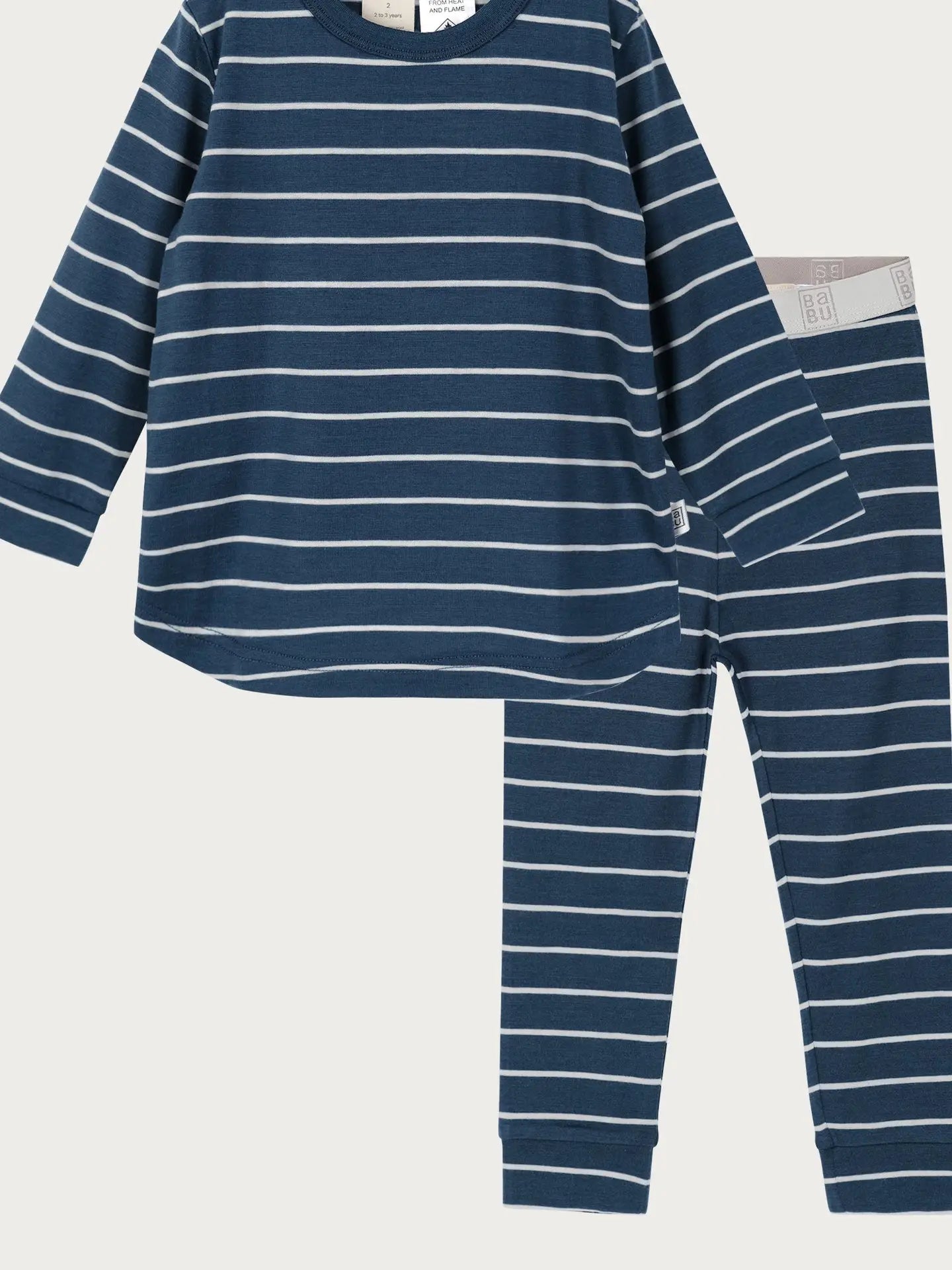 Merino Wool Long Sleeve PJ Set – Denim Stripe