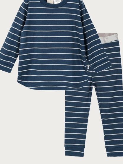 Merino Wool Long Sleeve PJ Set – Denim Stripe