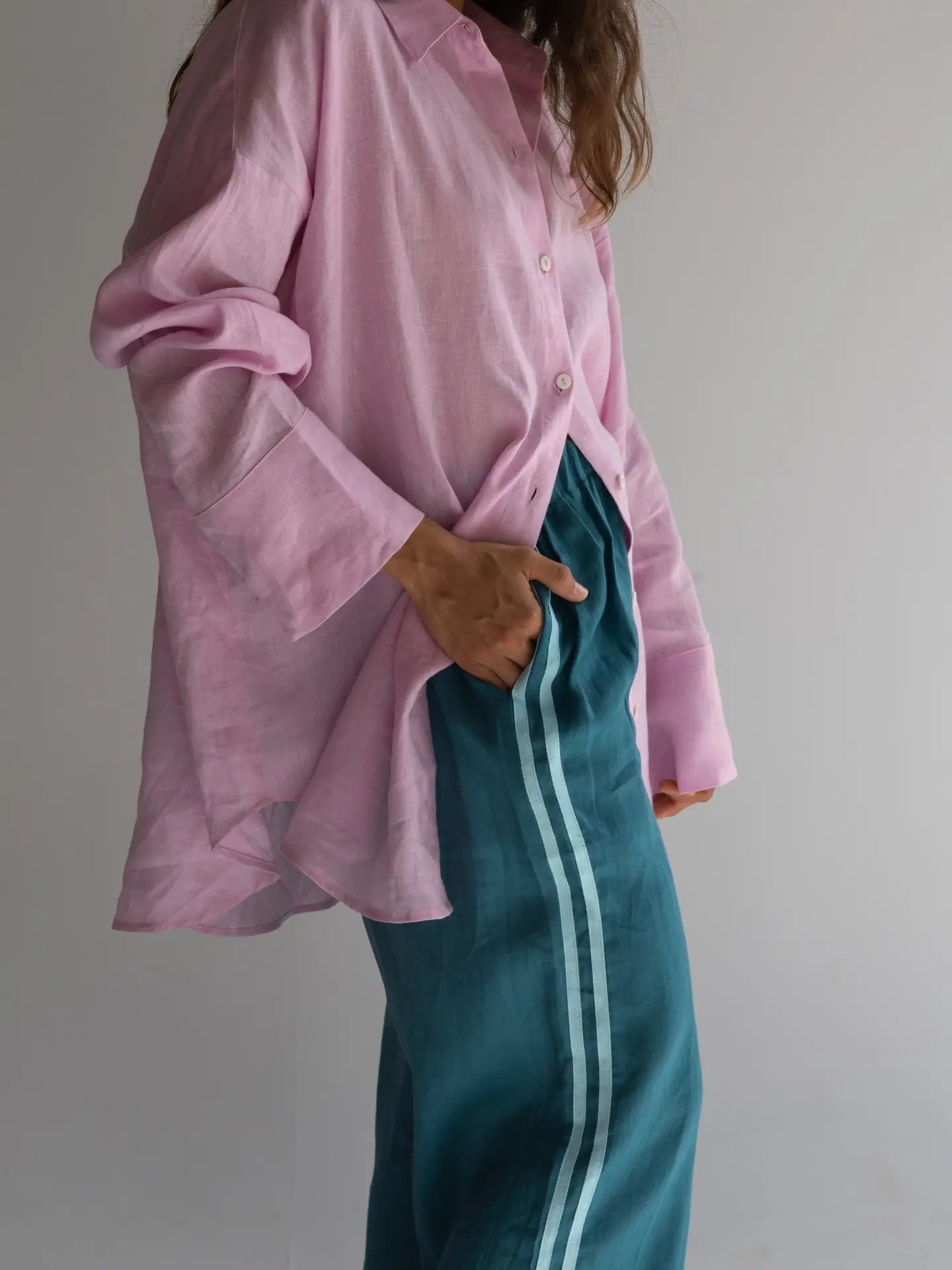 Linen Oversized Shirt - Pale Fuschia COMING SOON