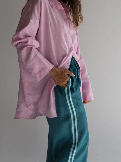 Linen Oversized Shirt - Pale Fuschia COMING SOON